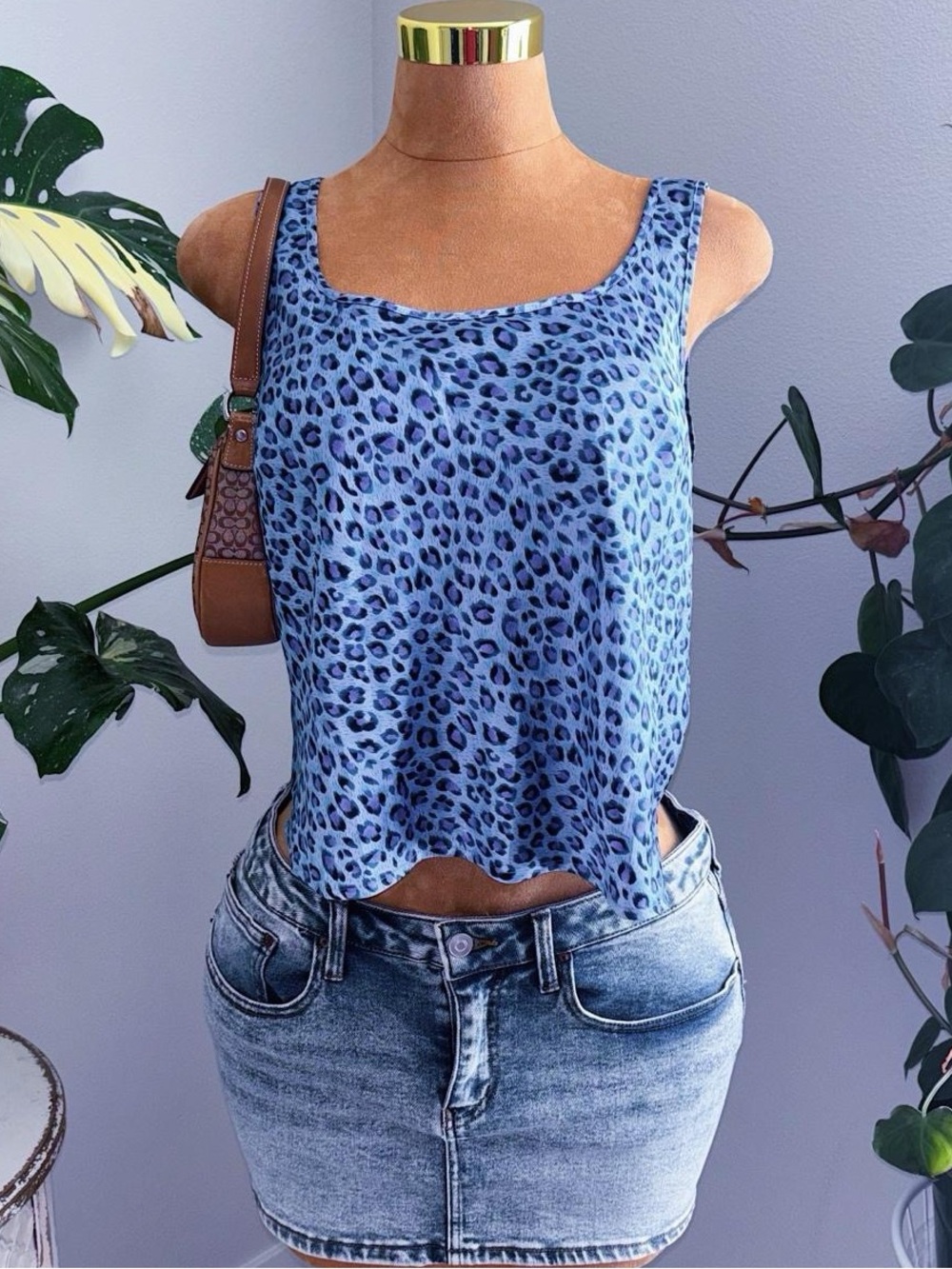 Victoria’s Secret 1999 Blue Leopard Print Tank Top Large | Y2K Cami